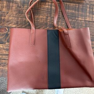 Vince Camuto Brown and Black Leather Tote